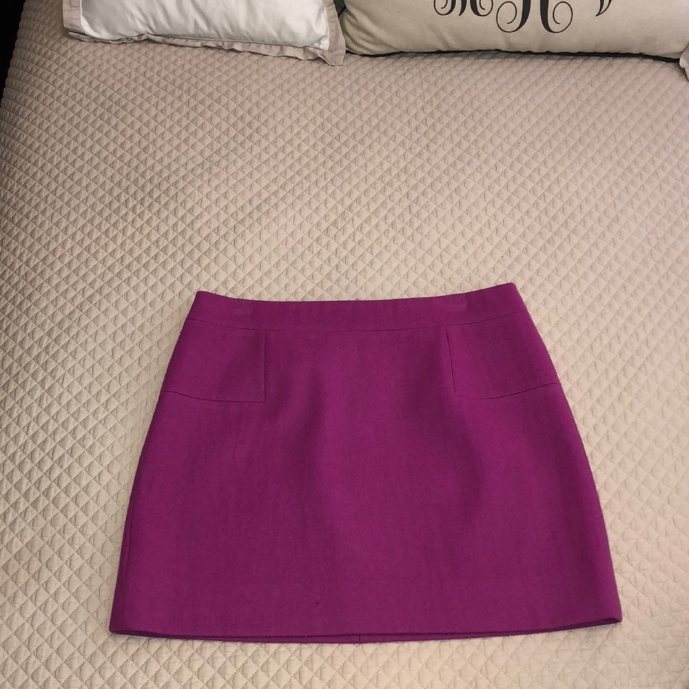 Purple J Crew Wool Mini Skirt